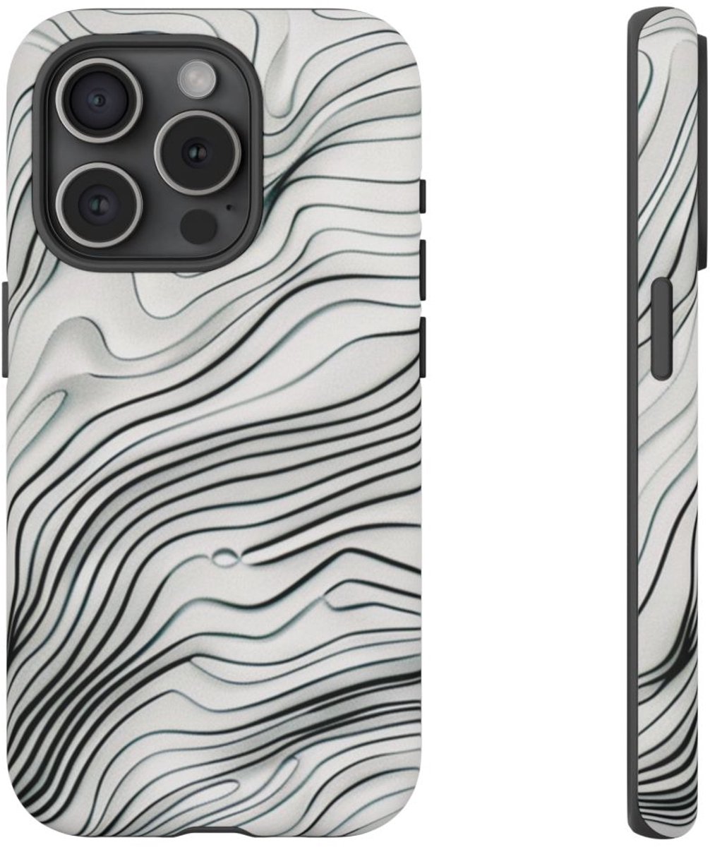 Minimalistische Topografische Lijnen – Telefoonhoesje Geschikt voor iPhone 15 Pro