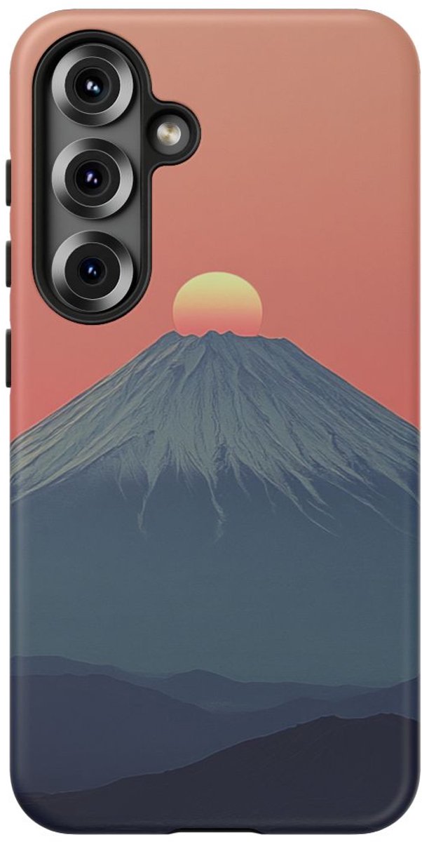 Zonsondergang bij Berglandschap in de Woestijn – Telefoonhoesje Geschikt voor Galaxy S25