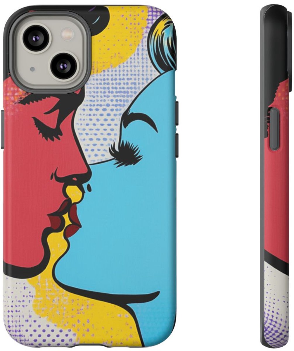 Kussend Stel in Popartstijl – Telefoonhoesje Geschikt voor iPhone 14