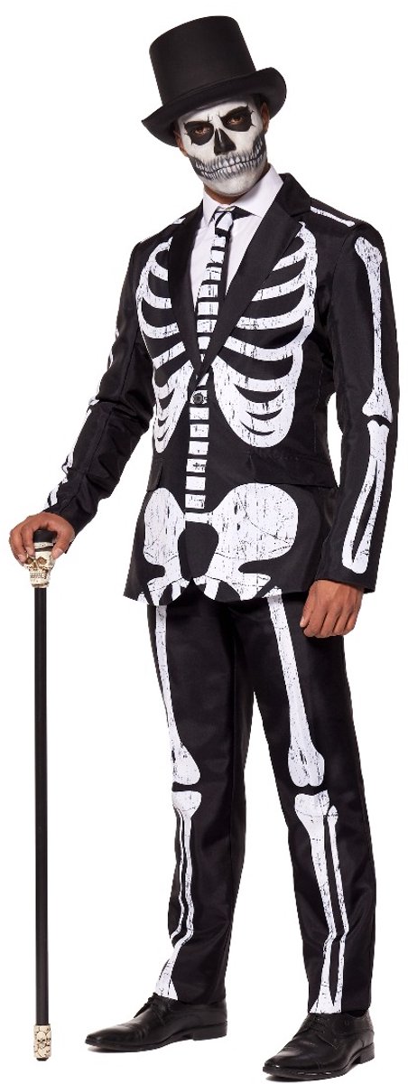 Suitmeister Skelet Kostuum - Heren Pak - Halloween Kostuum - Verkleedkleding - Zwart - Horror - Maat XL