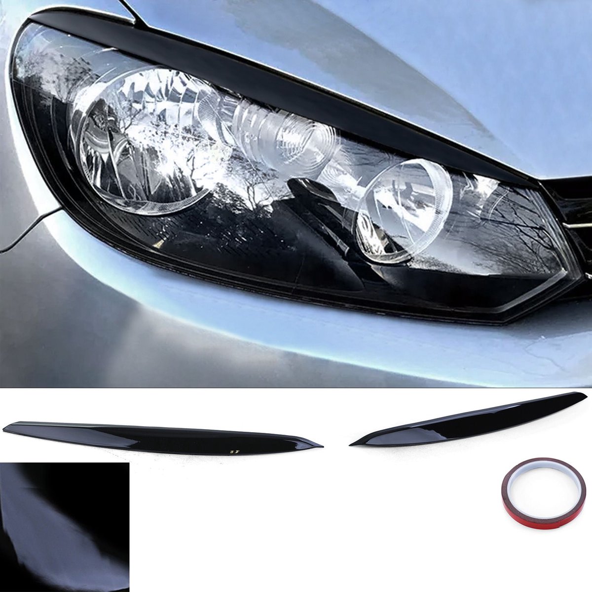 Koplampspoilers Geschikt Voor VW Golf 6 2008-2012 –Booskijkers Glans Zwart Boos Kijker