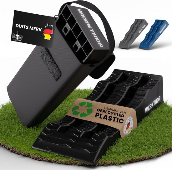 WERKTHOR Cales de chargement pour camping-cars - [lot de 2] Cales de chargement très robustes pour une adhérence maximale [<4t] - Cales de chargement pour caravanes, camping-cars et remorques - Cales pour toutes les surfaces - avec sac