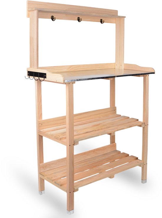 vidaXL Oppottafel met schappen 108x50x109,5 cm geïmpregneerd hout | bol