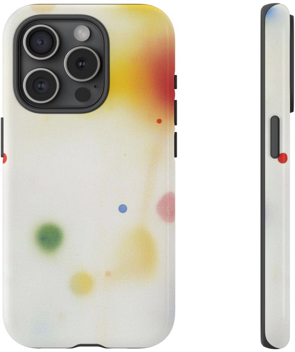 Kleurrijke Abstracte Vervage Stippen – Telefoonhoesje Geschikt voor iPhone 15 Pro
