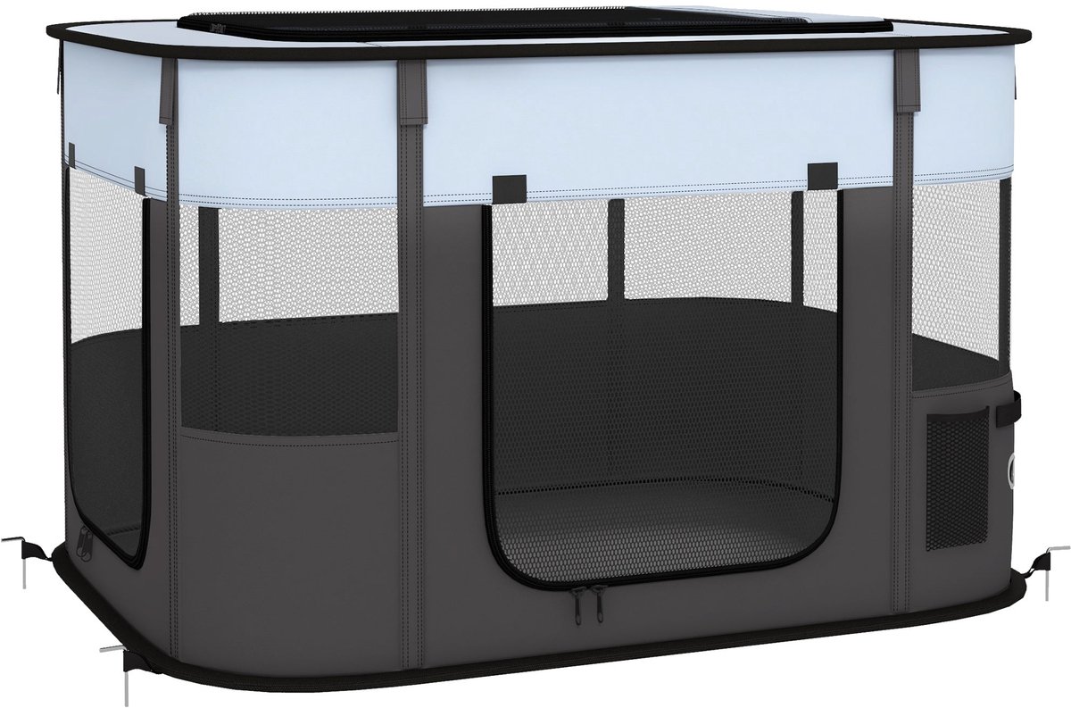 Merax Opvouwbare Puppyren Grijs 94x74x60 cm Voor Kleine Honden tot 10 kg en Kleindieren Binnen en Buiten