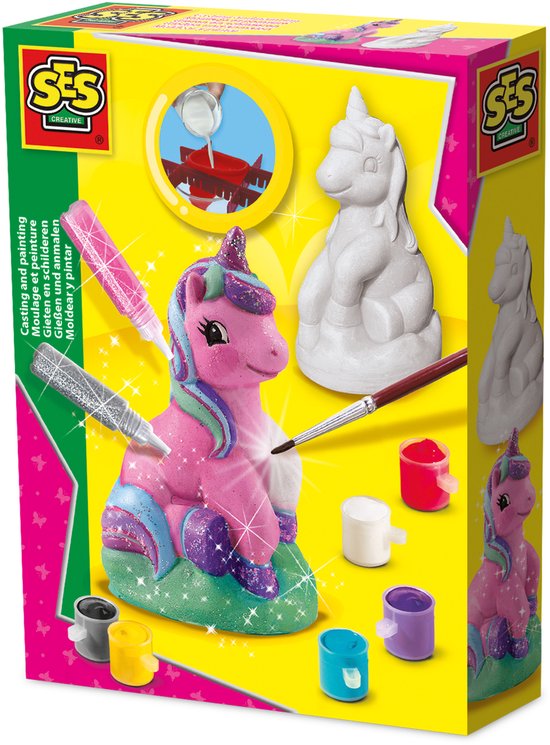 SES Creative - Hobby Pink - Gieten en Schilderen - Unicorn - Knutselen Meisjes - Sneldrogend - Vanaf 5 jaar