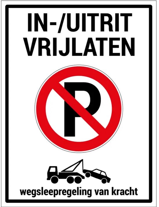 Panneau d'interdiction de stationnement, entrée et sortie gratuites - Dibond - 28 x 21 cm