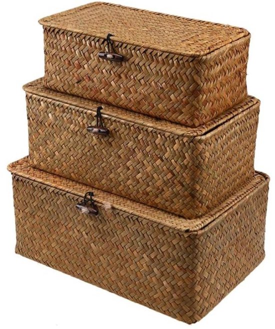 Lege, gevlochten mand met geschenkzakje en strik, mand voor