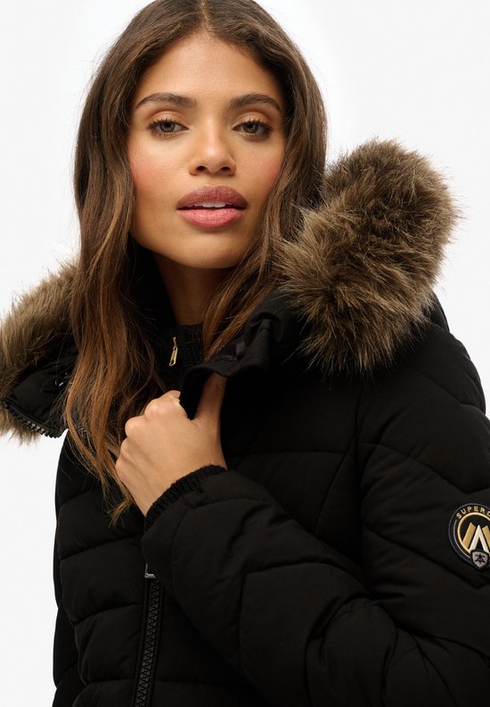 Superdry - Fuji Middellange Jas Met Bontkraag - Dames - Gewatteerde jassen
