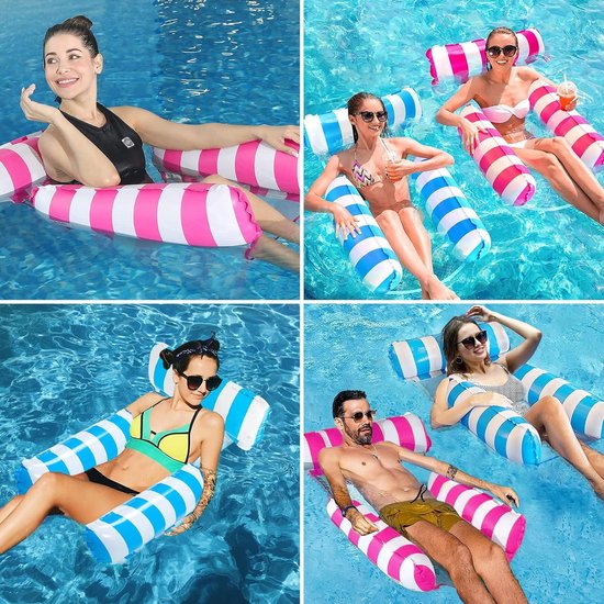 2 PCS 4 en 1 XL Matelas Gonflable Piscine,Chaise Piscine Gonflable Adulte,Hamac Flottant,Accessoires,Fêtes Plage,Pompe al Aucuneary - Jeux - Jouets