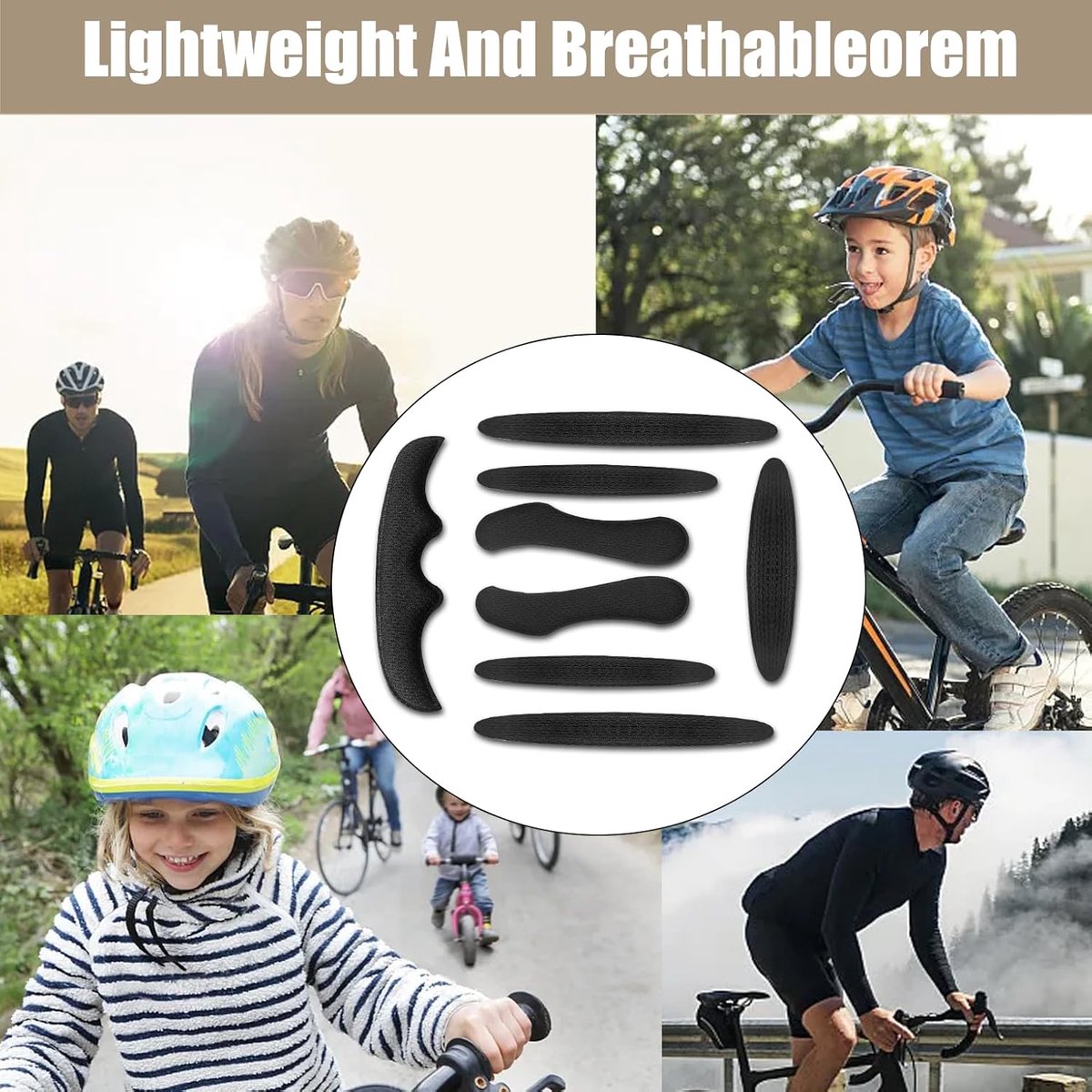 FLEXNOVA Fietshelm van schuimrubber, set van 2 stuks, vervangende fietshelm, bekleding, universele fietshelm & accessoires, pads met helm, kinkussen