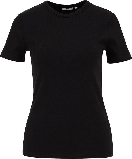 WE Fashion Dames T-shirt van ribstof