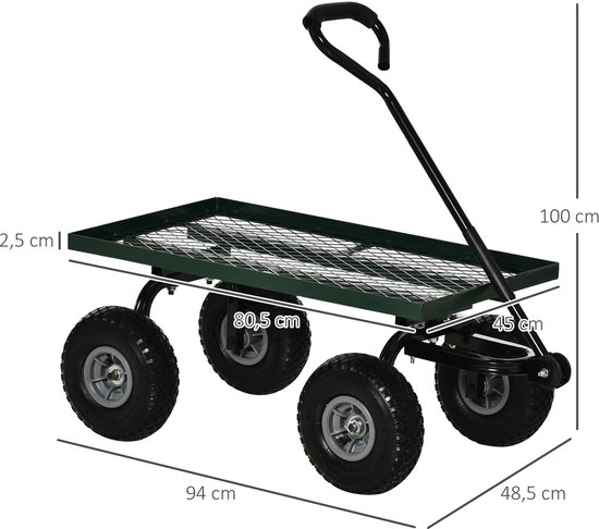 Outsunny Tuinkar Staal 94x48,5x100cm Groen van Outsunny — afbeelding 4