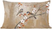 Coussins Coussins décoratifs - Oreillers de salon - 60x40 cm - Vogels - Branche fleurie - Fleurs - Oranje