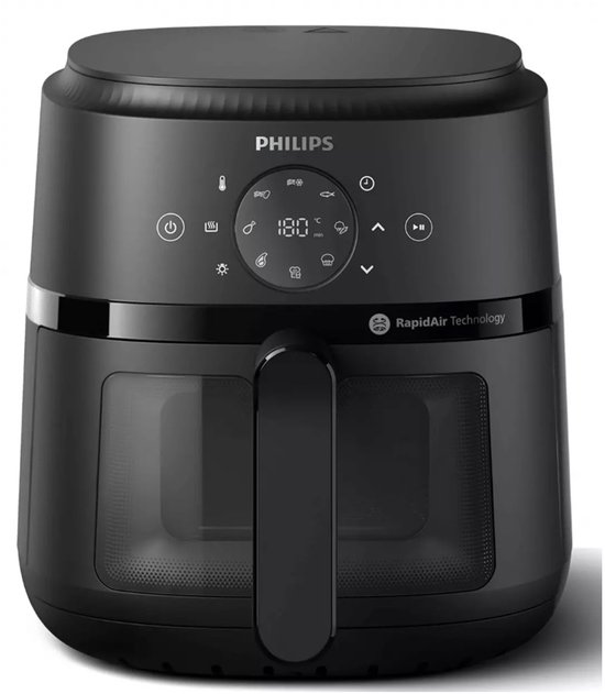Philips 2000 Series Airfryer - NA220/00 - Kijkvenster - RapidAir - 4.2L - Tot 4 Personen - Zwart
