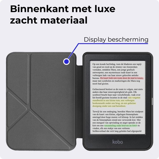 Hoesje Geschikt voor Kobo Clara Colour Hoesje Luxe Bescherm Case Trifold Met Screenprotector - Hoes Geschikt voor Kobo Clara Colour Hoes Book Cover - Roze van Merkloos — afbeelding 5
