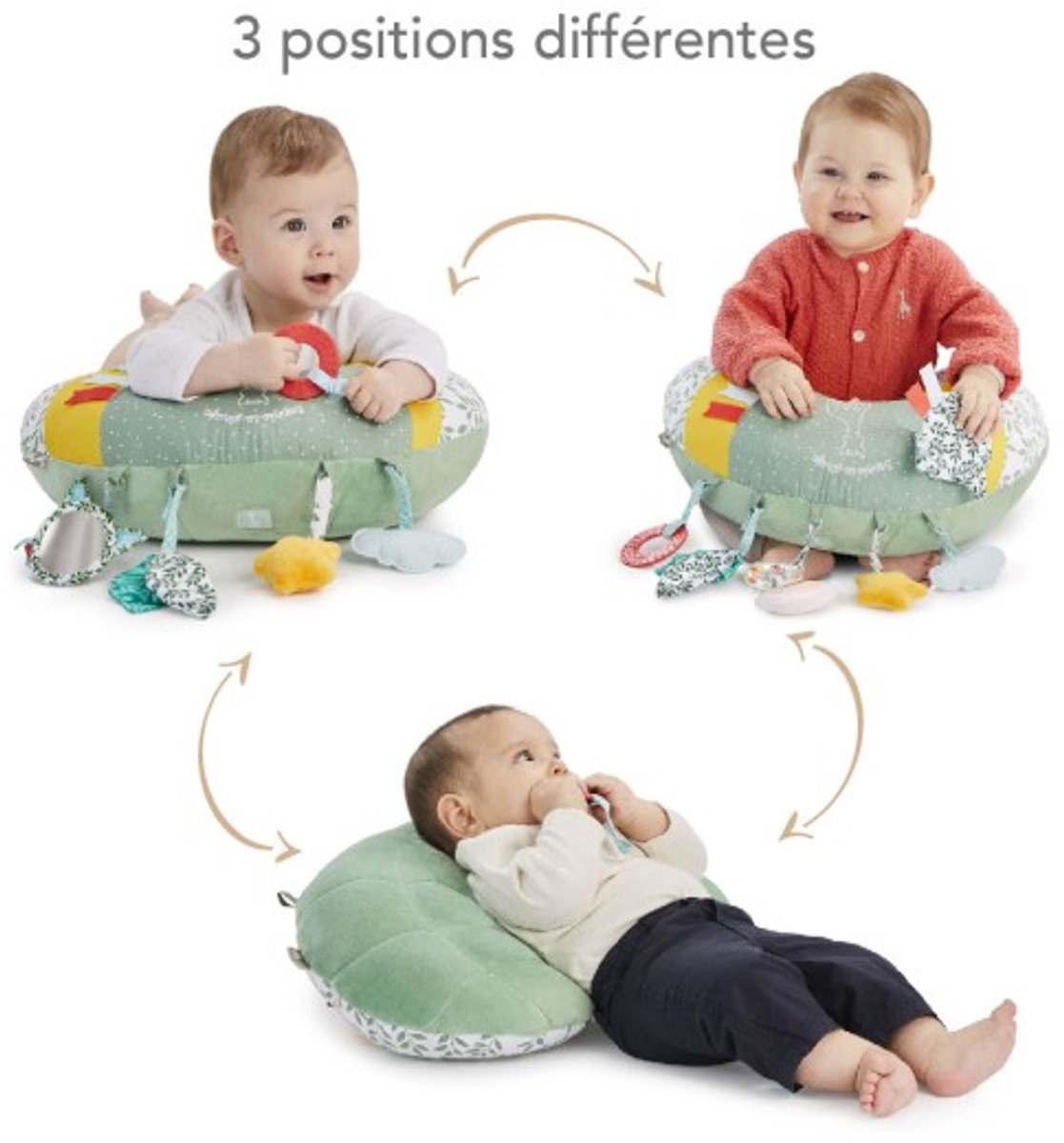 Sophie de giraf Cosy Play Speelkussen - Tummy time - Activiteitenkussen - Baby speelgoed - Kraamcadeau - Babyshower cadeau - Vanaf 0 maanden - 45 x 13 x 35 cm - Groen/Geel/Wit — afbeelding 7