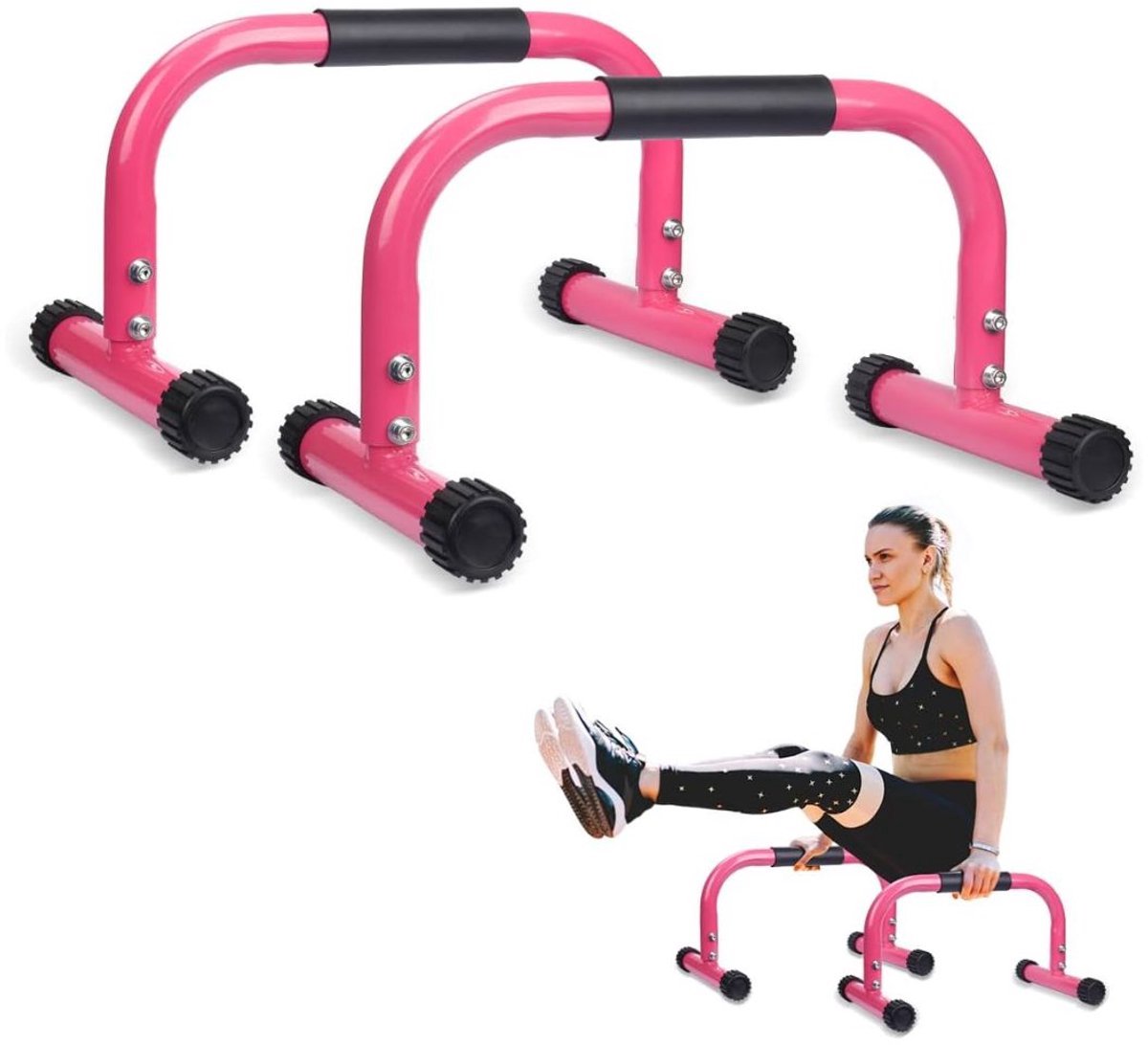 Thuys – Parallettes – Calisthenics – Dip Bars – 40 x 25 x 25cm – Roze
