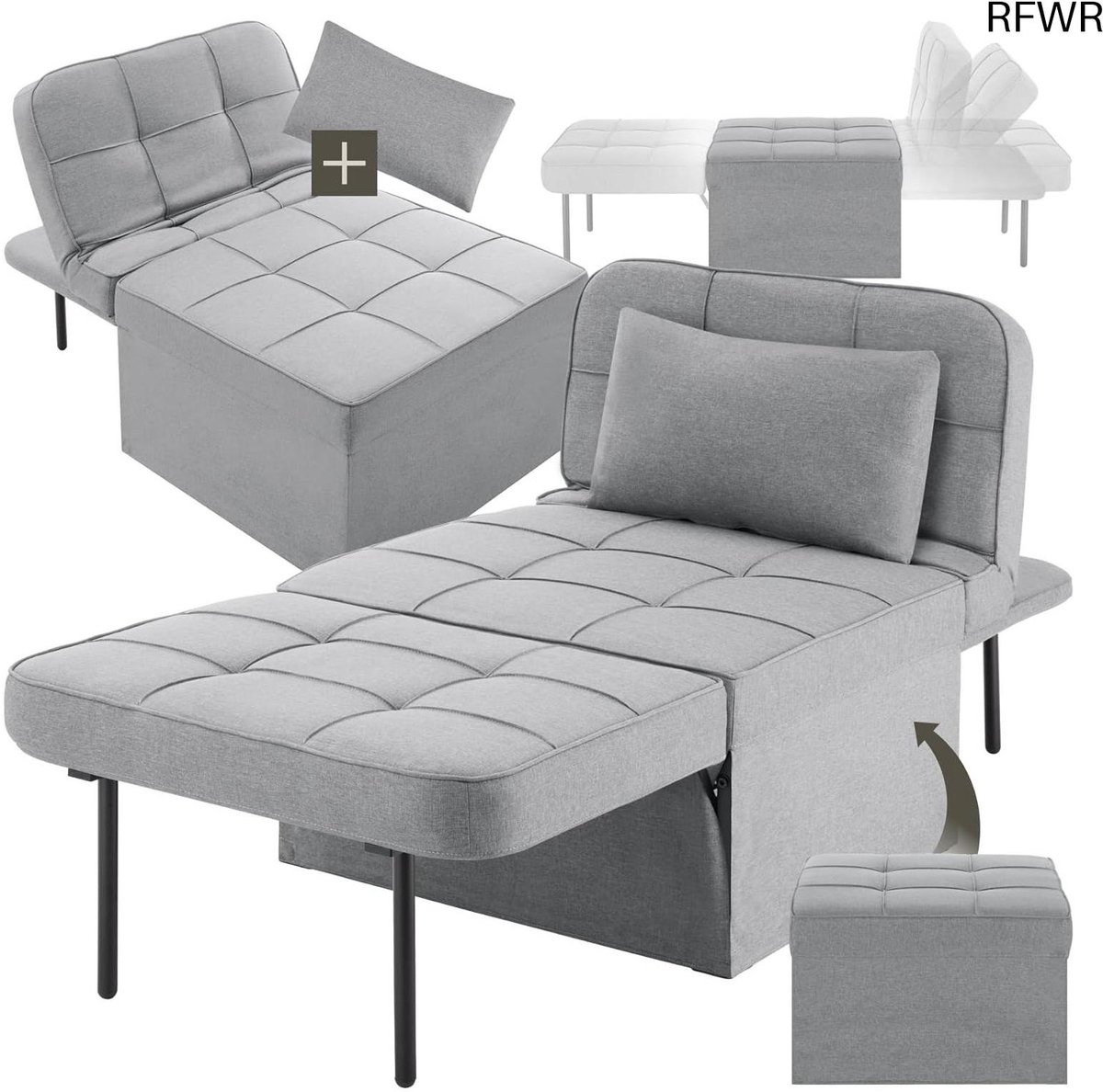 RFWR® 4-in-1 Comfortabele Loungestoel met Slaapfunctie - Opklapbare Fauteuil en Loungebank
