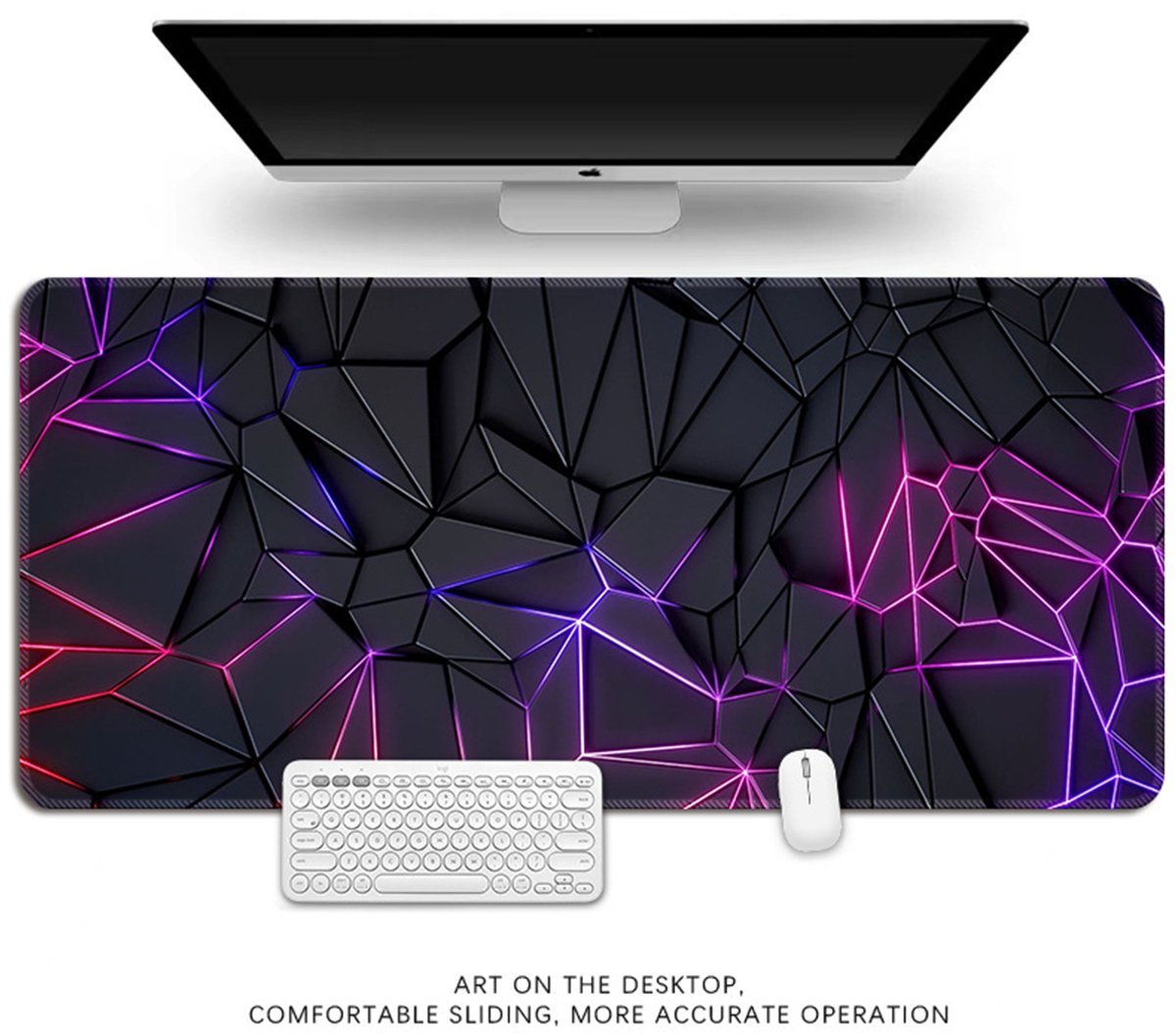 Gaming muismat XXL - antislip - stijlvolle geometrische print - extra breed - stabiele grip - glad - zacht - stabiliteit - bescherming - professionele randnaden - gaming accessoire - comfortabel - nauwkeurig - microtextuur - maximle grip