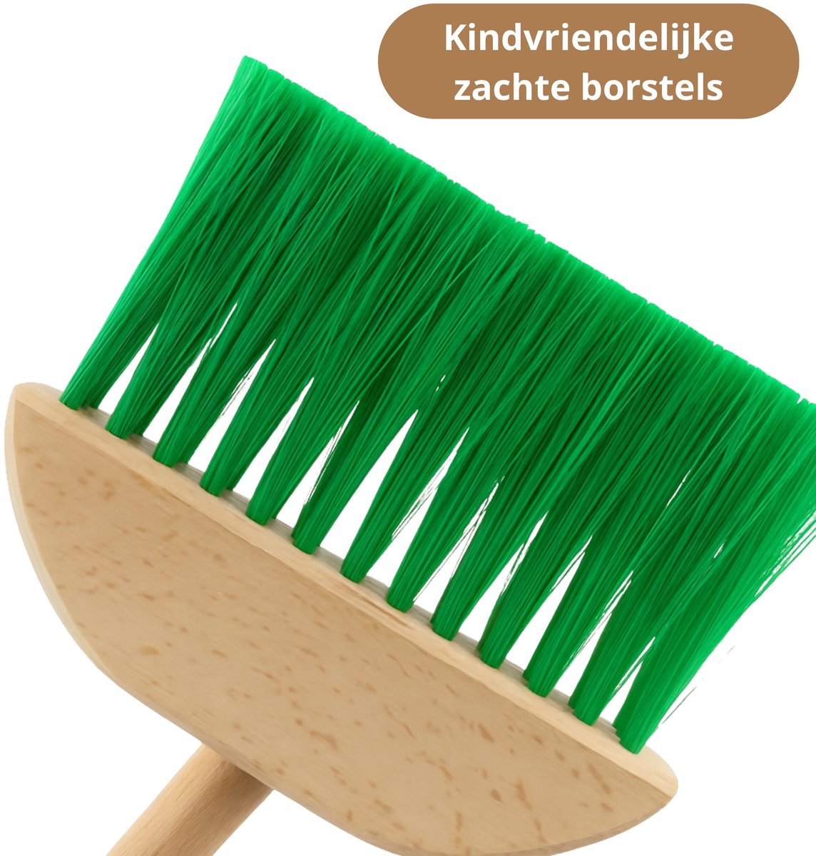 Montessori Schoonmaakset Kinderen – Houten Speelgoed Schoonmaak Set 7-delig – Met Bezem, Stoffer & Blik, Dweil & Plumeau – Educatief Rollenspel voor Peuters en Kleuters — afbeelding 2