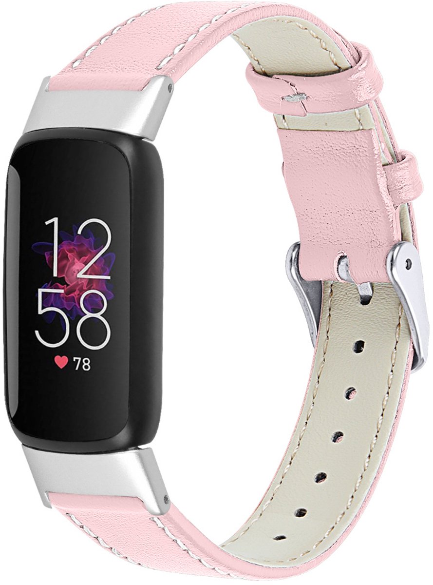 Strap-it Modern leren bandje met gespsluiting - geschikt voor Fitbit Luxe (roze)