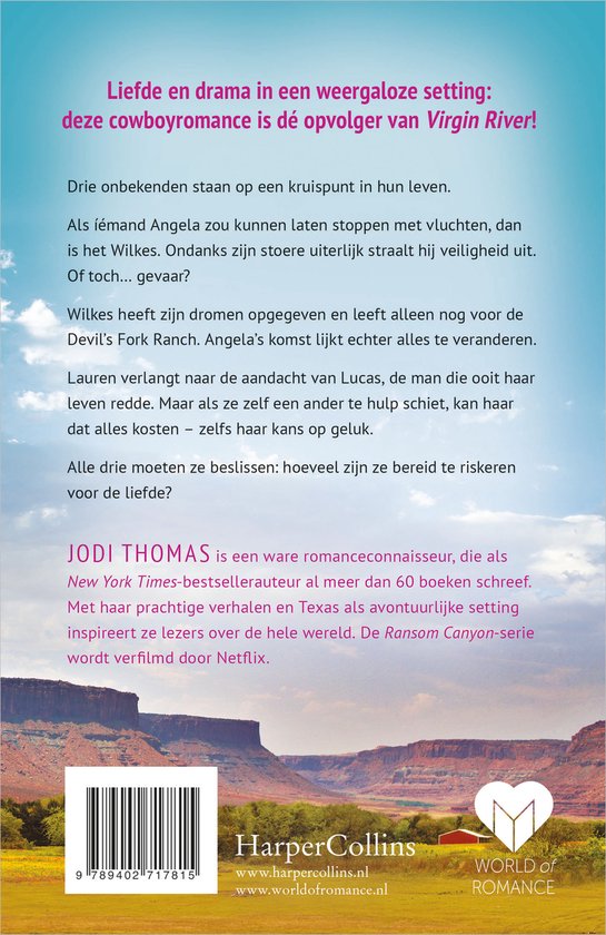 Boekcover met tekst. Liefde en drama in een weergaloze setting: deze cowboyromance is dé opvolger van Virgin River!