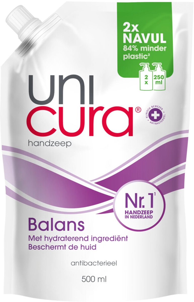 Unicura Vloeibare Handzeep Navulling Doypack Balans - 500 ml
