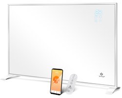 KESSERĀ® Infrarood Verwarmingspaneel Energiebesparing Elektrische Kachel Vrijstaand & Wandmontage met Thermostaat & App Control - Paneelradiator Elektrische Verwarming Paneel - Convector Standvoeten - Wit / 540W