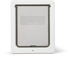 Dog Mate Hondenluik - Medium Hondendeur 29 cm x 35 cm - geschikt voor houten, UPVC/metalen deuren en muren — wit 215W