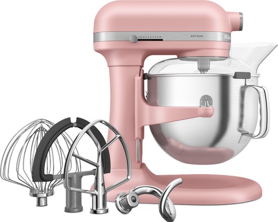KitchenAid Artisan Standmixer met in Hoogte Verstelbare Kom - Krachtig, stil, 11 snelheden, roestvrijstalen accessoires en capaciteit van 6,6L - Dried Rose van KitchenAid — afbeelding 2