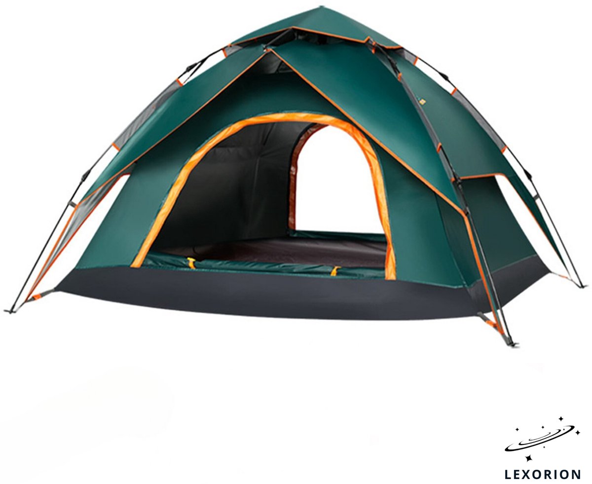 Lexorion Pop-up Tent 2-3 Personen – Waterafstotend Automatische Kampeertent en Pop-up Tent – Snel Opzetbaar in 1 Minuut – Festival, Strand & Outdoor – 210D Oxford – Inclusief Draagtas & Muggengaas - Groen