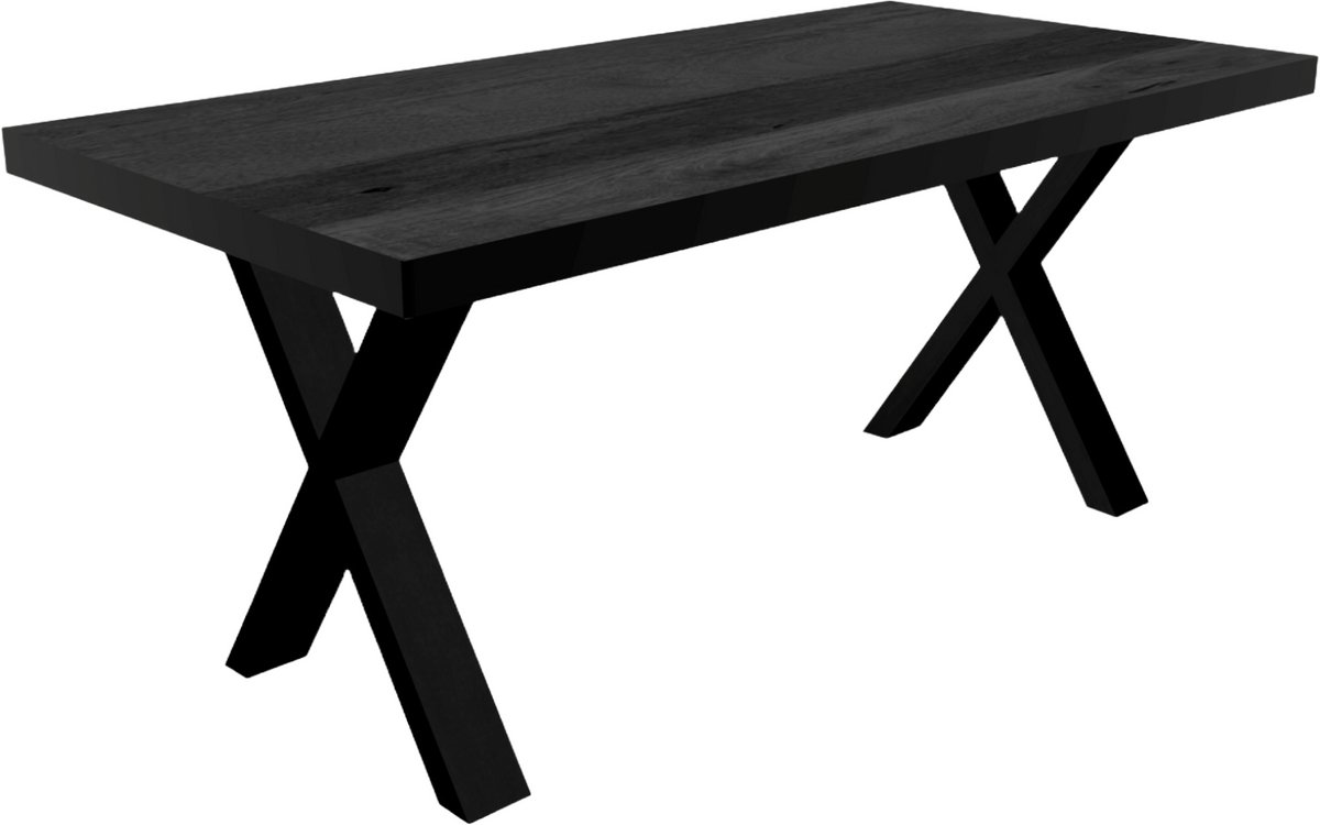 Lizzely Garden & Living Eettafel Xavier rechthoekig 200cm zwart duurzaam mangohout langwerpig eetkamertafel hout