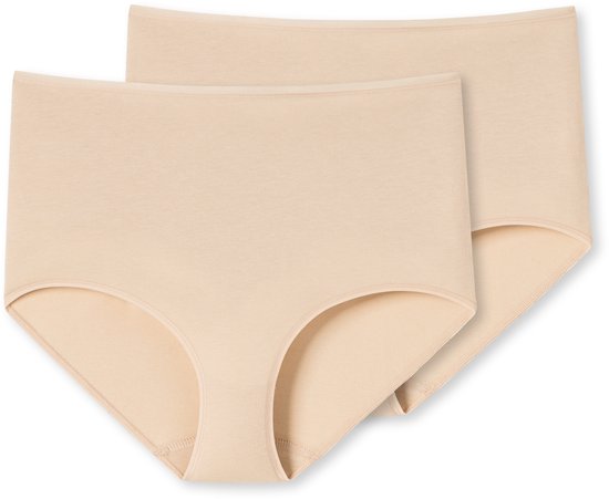 Twee zandkleurige maxislips van katoen met hoge taille.