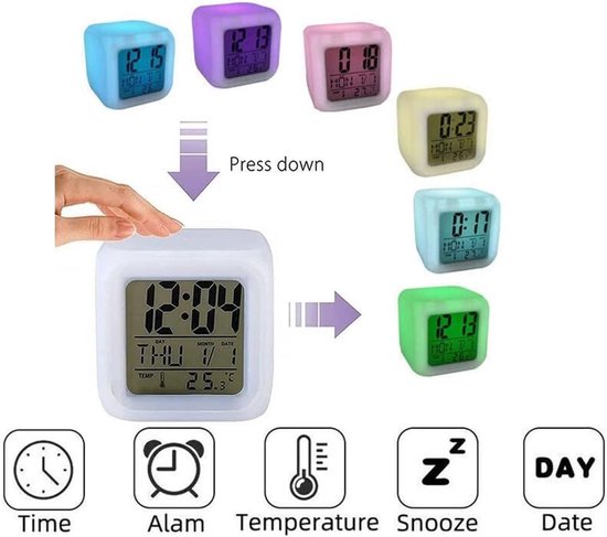 Réveil Pour Enfants Horloge Numérique Mignonne Avec Changement De Température Et De Date 7 Couleurs OK Pour Se Réveiller Garçons Filles Réveil Pour Chambre Étude Minuterie Pour Étudiants