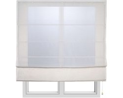 Storesdeco - Vouwgordijn met stokken, textiel doorschijnend rolgordijn met strepen Wit 90x250 cm
