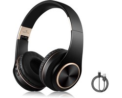 Gloovon® - Draadloze Koptelefoon - Bluetooth 5.0 - Intrekbaar en Opvouwbaar - Koptelefoon met Microfoon - Zwart
