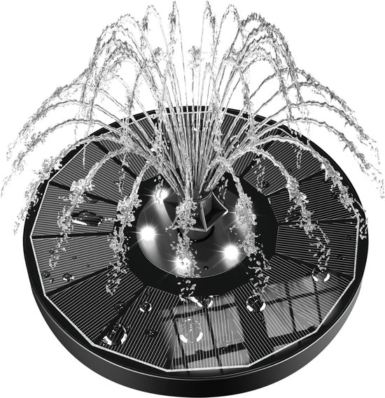 SZMP Fontein op Zonne-energie met 6 LED Lichten,2024 Upgraded 3.5W Zonnefonteinpomp met 2200mAh-Batterij,Drijvende Fonteinpomp op Zonne-energie met 8 Fonteinstijlen voor Vijver,Vogelbad,Tuin,Zwembad