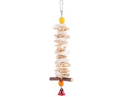 Vogel sepia schaal inktvis bot met bel snavel steen - calcium kauwen molaren speelgoed huisdier training - speelgoed hangen voor papegaaien - ontzouting en cuddle botten - 25 cm