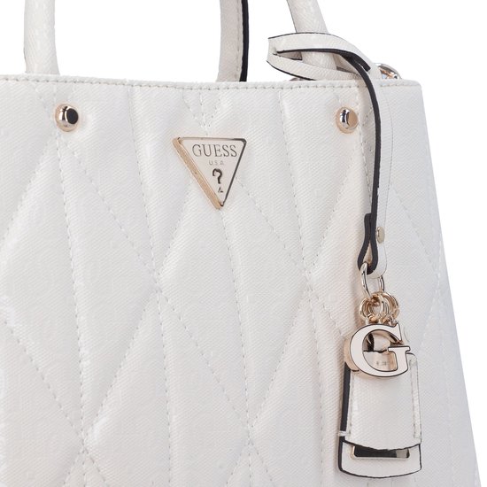 GUESS sac à main sac à épaule bandoulière Aldina Girlfriend Satchel Cream White écru