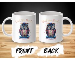 Uil Mok, 'Owl You Need is' Koffie Mok, Leuke Boeken Uil, Cadeau voor Boekenliefhebber, Uil Liefhebber Mok, Kawaii Mok