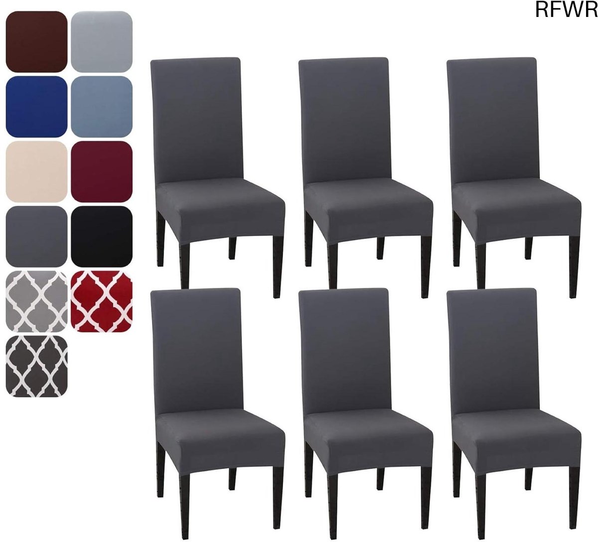 RFWR® Set van 6 Eetstoelhoezen - Afneembaar en Wasbaar, Stretch Stoelbeschermer voor Eetkamer, Keuken en Feesten
