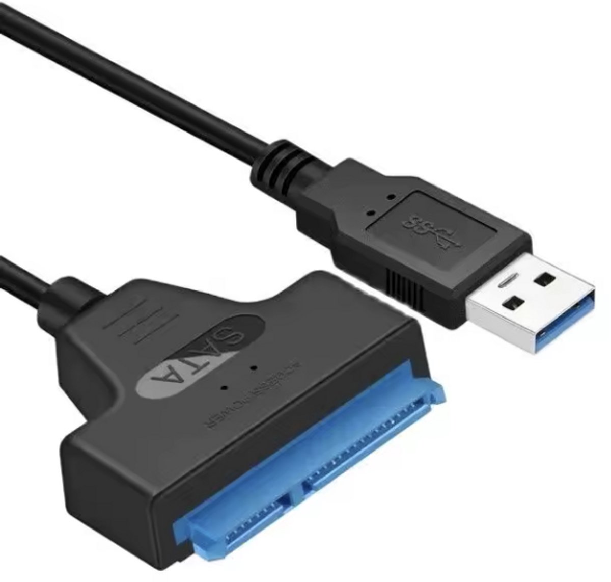 SATA kabel - 22 pins SATA aansluiting - USB 3.0 - Serial ATA - Data overzetten naar HDD of SSD - Externe schijf - 22-pins - Zwart/Blauw - CHPN