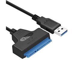SATA kabel - 22 pins SATA aansluiting - USB 3.0 - Serial ATA - Data overzetten naar HDD of SSD - Externe schijf - 22-pins - Zwart/Blauw - CHPN