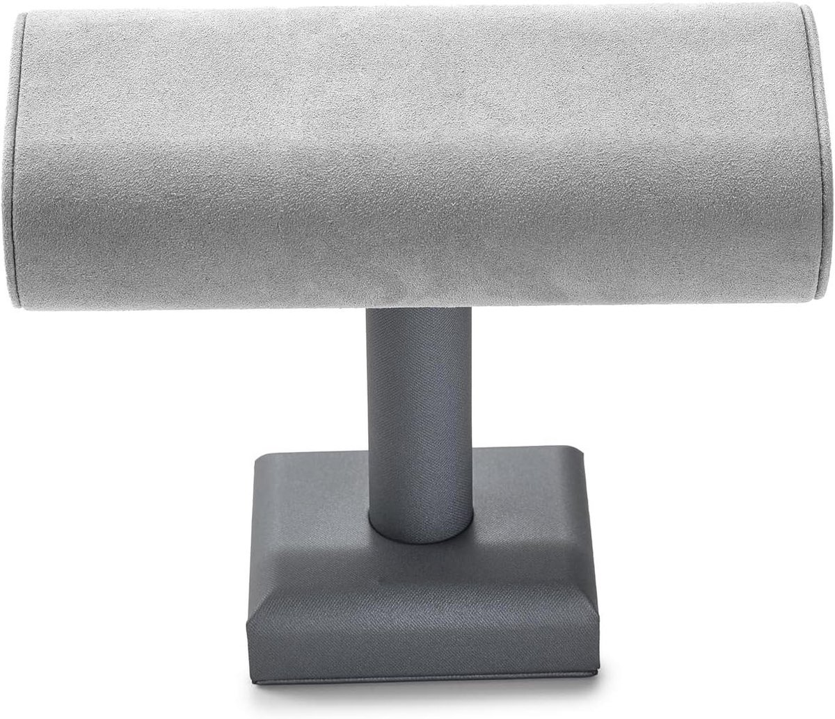 Microvezel sieradenstandaard met T-standaard voor horloges en haaraccessoires in lichtgrijs