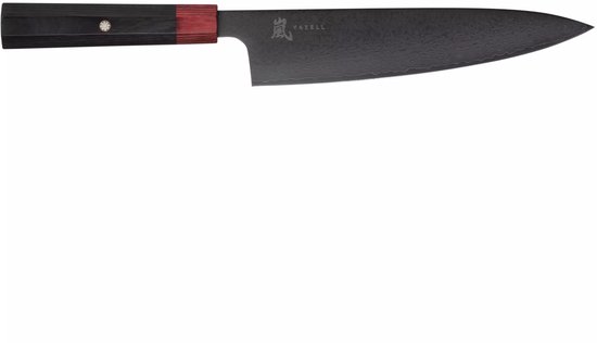 Couteau de chef Yaxell Rei 20 cm - Acier Damas 69 couches - Acier Damas VG10 - 61 HRC - Manche en bois Pakka