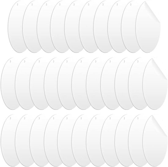 24 Stuks Transparante Acrylschijven met Gat, 5cm/7.6cm/10cm Acrylschijven Rond met Gat, Ronde Acrylplaat Transparant met Beschermfolie, voor DIY, Schilderen, Feestdecoratie en Projecten, 2 mm Dik