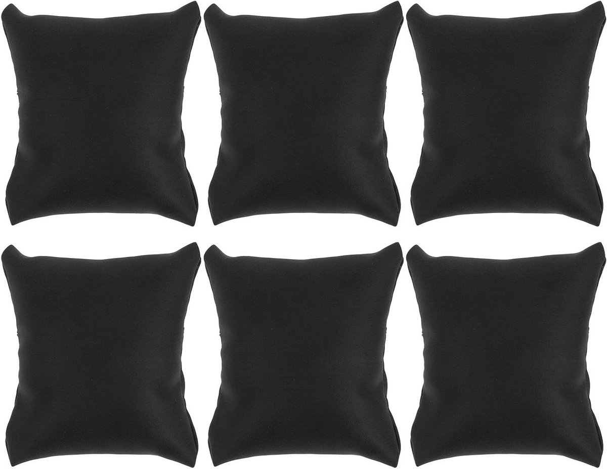 6 Horlogekussens voor Horlogeopwinder en Sieradenvitrine - Zwart - Set van 6 Stuks