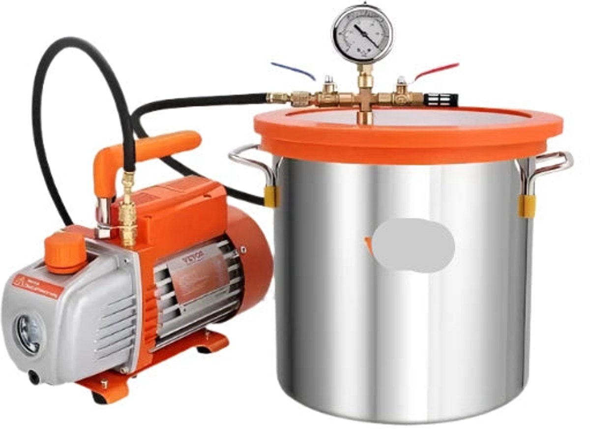 Vacuümpomp - Koelmiddel Vacuümpomp - Koelgereedschap - 3 Gallon Vacuümkamer - 3,5 CFM Pomp - Eentraps - Deksel van gehard glas voor stabiliseren - Oranje
