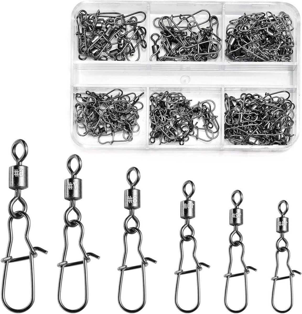 100/200 Stuks Barrel Visserijnagels met Duo Lock Snaps voor Karpervissen - Inclusief Quick Change Rolling Visserijnagels en Clips - Swivel Visserij Snaps voor Lijn en Lure - Alle maten beschikbaar